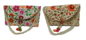 2pc floral Bridal Party Purse Bohemian Gypsy Indian Ethnic Wedding HandBag gift - Picture 1 of 6