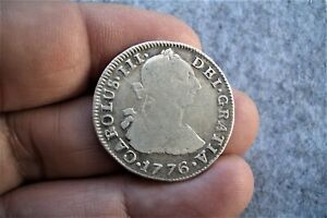 A66* HISTORICAL DATE! NICE SILVER 2 REALES 1776 POTOSI MINT SPANISH COLONIAL
