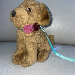 American Girl Brown Puppy Dog Pet Walk Collar Flowers 2016 Plush Stuffed Animal - Picture 1 of 1