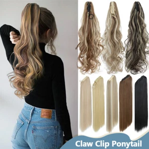 Real Ponytail Claw Clip in As Human Hair Extension Pony Tail Thick Hairpiece US - Picture 1 of 66