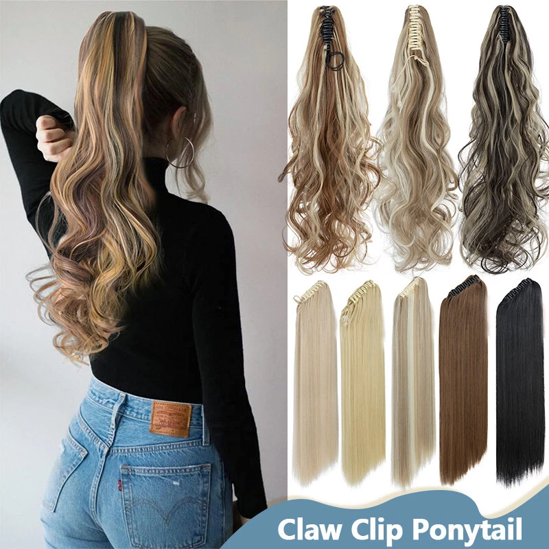 Real Ponytail Claw Clip in As Human Hair Extension Pony Tail Thick Hairpiece US - Image 1 of 4