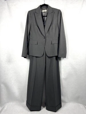 Tahari Asl 2PC Pants Suit Women’s 6 Gray Blazer Button Long Sleeves - Image 1 of 4