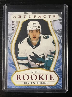 2023-24 UD Artifacts Tristen Robins RC Rookie Ruby Parallel #’d /499 Sharks #191 - Image 1 of 2