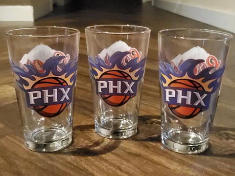 (3) PHOENIX SUNS COORS LIGHT BEER GLASSES OFFICIAL NBA PARTNER ONLY ONES ON EBAY Cover
