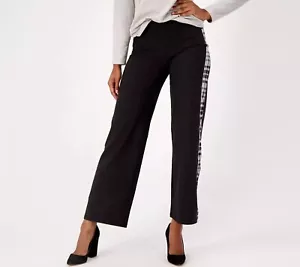 Pantalón de esmoquin de pierna ancha jersey de algodón alto talla L alto (LT) NEGRO A553655 para mujer con control - Imagen 1 de 1