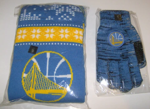 Sports Crate Brand New Sealed Golden State Warriors Fringe Scarf & Gloves Adult Cover