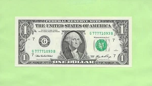 2006 ..UNCIRC $1 G 7777 1093 B .... 2006 $1 G-B QUAD NOTE '7777' - Picture 1 of 2
