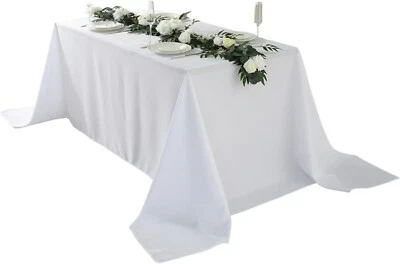 Craft & Party, Polyester Tablecloth - Rectangle White Tablecloth, 90 x 132 Inch  - Image 1 of 4