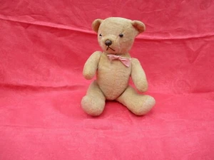 ANTIQUE FRENCH 11'' VINTAGE 1950's TAN MOHAIR JOINTED LEGS AND ARMS TEDDY BEAR - Picture 1 of 12