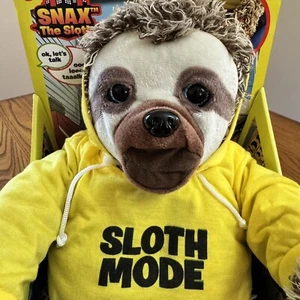 Official SNAX The Sloth Hoodie Wearing Talking Plush Battery Operated - Picture 1 of 6