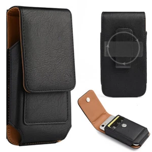 Large Phone PU Leather Pouch Case Swivel Belt Clip Holster For iPhone 16 Pro Max - Picture 1 of 8
