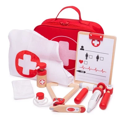 Bigjigs Toys Juego Médicos de Madera para Niños, Con Estuche de Transporte y 10 Piezas de Juego Foto 1 de 4