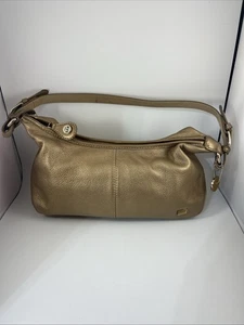 The Sak Gold Soft Leather Baguette Shoulder Bag Y2K Hobo Handbag Bag Charm - Picture 1 of 8