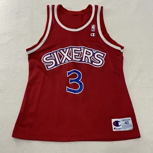 Vintage Champion Philadelphia 76ers Sixers Jersey Mens 40 Red Allen Iverson #3 - Bild 1 von 10