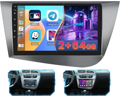 Autoradio Android 9" 2+64GB CarPlay Android Auto GPS WiFi Seat Leon 2005 2012 - Immagine 1 di 4