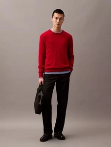 NWT Calvin Klein Men’s LRG Classic Cashmere Crewneck Sweater Red $249 - Picture 1 of 5