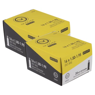 Pack of 2 Sunlite Utili-T Standard Schrader Valve Tubes 16x1.50-1.95 SV 35mm 0d - Image 1 of 2