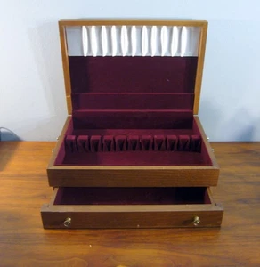 Cassettiera posate vintage legno argenteria con cassetto bordeaux ottima pulita - Foto 1 di 6