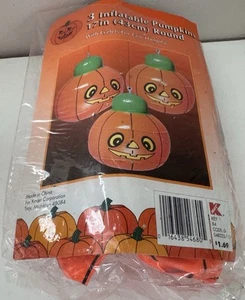 Vintage Inflatable Pumpkin Halloween Decor Jack O Lantern Small Blow Up Lot 3 - Picture 1 of 15