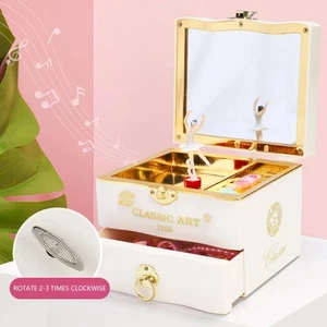 Classic Rotating Dancer Music Box Jewelry Box Ring Necklace Organizer Holder } - Picture 1 of 16