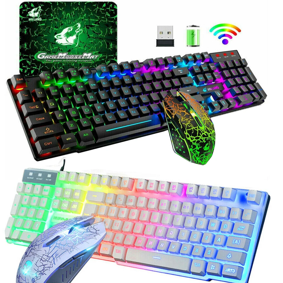 Wireless / Wired Gaming Keyboard Mouse Combo For PC PS4 LED Backlit Rechargeable - Image 1 of 4