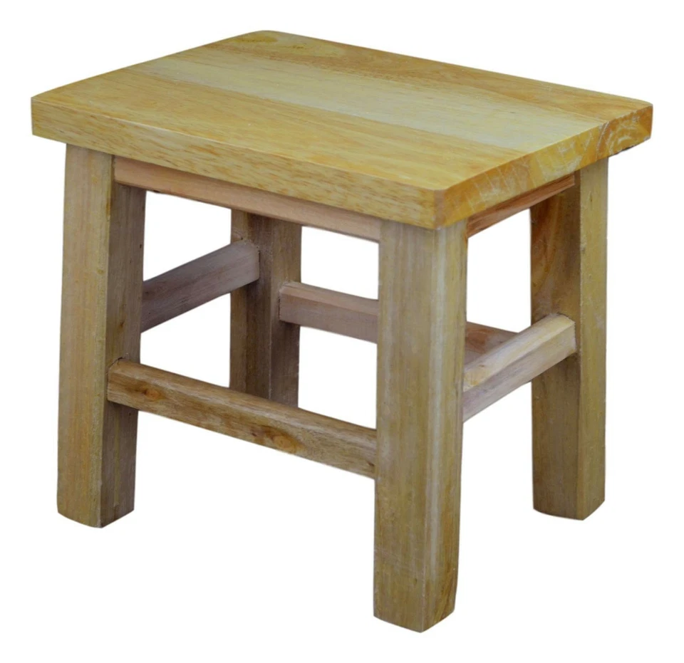 Solid Hard Wood Stool Step Stool Kids Children Adult Small Stool Natural - Image 1 of 2