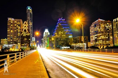Horizonte del centro de Austin TX desde Congress Avenue Bridge, impresiones fotográficas urbanas Foto 1 de 4