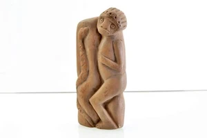 Artefacto de cerámica vintage de figura y serpiente de pie (V3238) - Imagen 1 de 8