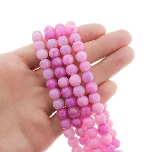 Round Imitation Gemstone Glass Beads 8mm - Pink - 1 Strand 50 Beads - BD148 - Picture 1 of 3