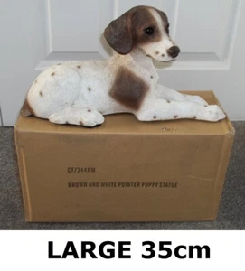 Large 35cm Pointer Puppy Dog Hand Painted Figurine Boxed Ornament Statue - Picture 1 of 9