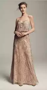 Adrianna Papell Cuentas Malla Chaqueta Vestido 4 Topo Rosa Dama Honor Graduación - Imagen 1 de 6