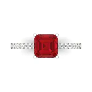 1.66 Asscher Cut Tourmaline Promise Bridal Wedding Designer Ring 14k White Gold - Picture 1 of 11