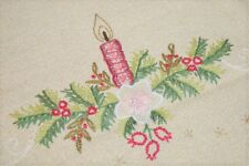 A DAZZLING METALLIC CHRISTMAS OF ROSE PINK CANDLES! VINTAGE GERMAN TABLECLOTH