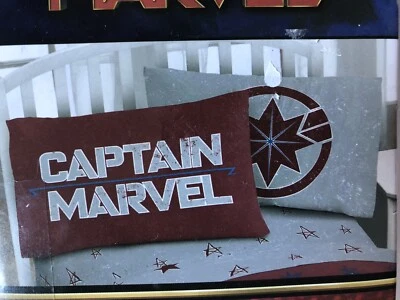 Captain Marvel Pillowcase reversible boys bedding new #21387  - Image 1 of 4