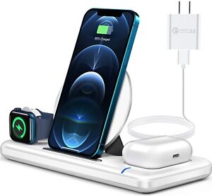 3-in-1 Fast Charger Qi Wireless Charging Station for Apple Watch iPhone (Black)