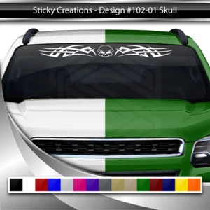 102-01 SKULL Decal Sticker Windshield Window Vinyl Graphic Banner Skull Design - Picture 1 of 7