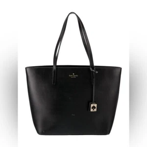 Kate Spade Tote Bag Black Leather Medium Haven Tote Handbag Shoulder Zip Top - Picture 1 of 15