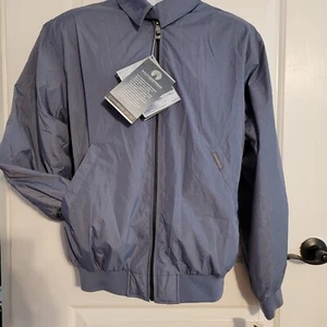 Nueva chaqueta deportiva impermeable azul cambray para hombre grande con cremallera calce relajado  - Imagen 1 de 9