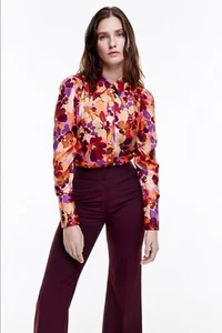 SMYTHE Box Pleat Shirt - Garnet Floral top size S - Picture 1 of 8