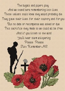 Cross Stitch Chart Lest we forget Remembrance Day soldier 2025 flowerpower37-uk - Picture 1 of 1