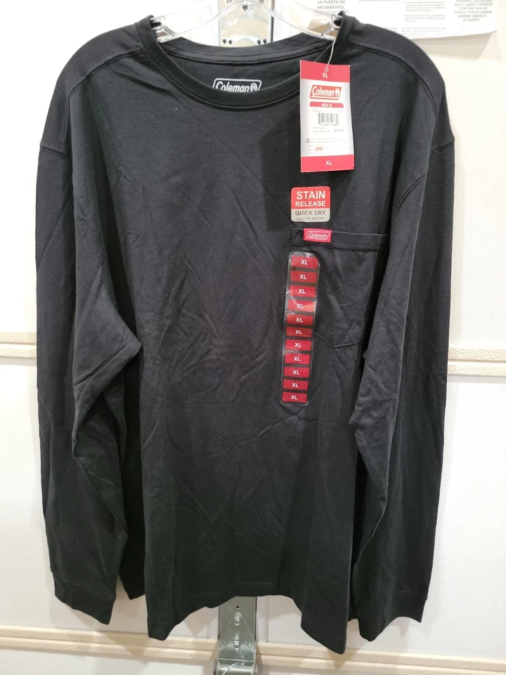 Coleman Men's Rugged Workwear Long Sleeve Crew Neck Chest Pocket Tee