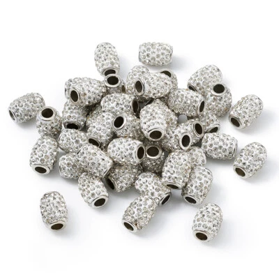 100x Cuentas de barril de agujero grande europeas estrás arcilla polimérica cristal 15x11 ~ 12 mm Foto 1 de 4