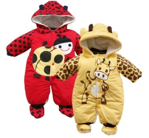 Thicken Newborn Baby Boy Girl Warm Clothes Cartoon Romper Winter Outwear Sets - Picture 1 of 3