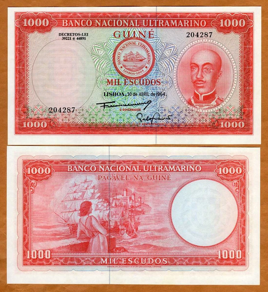 Portuguese Guinea, 1000 Escudos, 1964, P-43,  UNC - Image 1 of 1