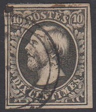 LUSSENBURGO 1852 effigie del granduca Guglielmo III, 10 C. nero grigio 1462/3