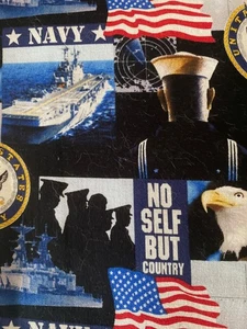 US Navy 100% Cotton Fabric Quilt Craft 42 x 2 yards NEW No Self But Country - Picture 1 of 3