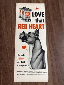 Love That Red Heart The only 3 Flavor Dog Food Print Ad Vintage  - Picture 1 of 8