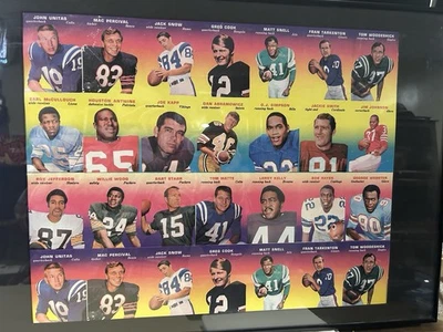 Hoja de fútbol Topps 1970 brillante sin cortar de 28 jugadores. Leer descripción Foto 1 de 4