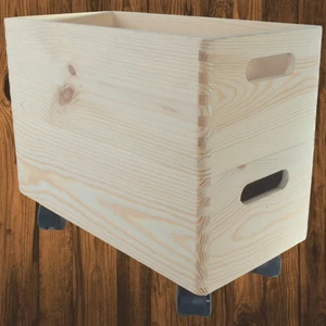 Juego de cajas de almacenamiento de madera estrechas de 2 niveles ruedas cajas apilables delgadas 40x20X31,5 cm - Imagen 1 de 12