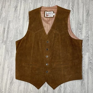 Sears The Leather Shop Vest Men's Size 46 Tall Brown Western Cowboy Vintage - Picture 1 of 8
